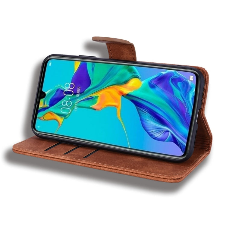 For Huawei P30 Calf Pattern Diamond Mandala Double Folding Design Embossed Leather Case with Wallet & Holder & Card Slots