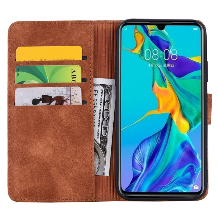 For Huawei P30 Calf Pattern Diamond Mandala Double Folding Design Embossed Leather Case with Wallet & Holder & Card Slots