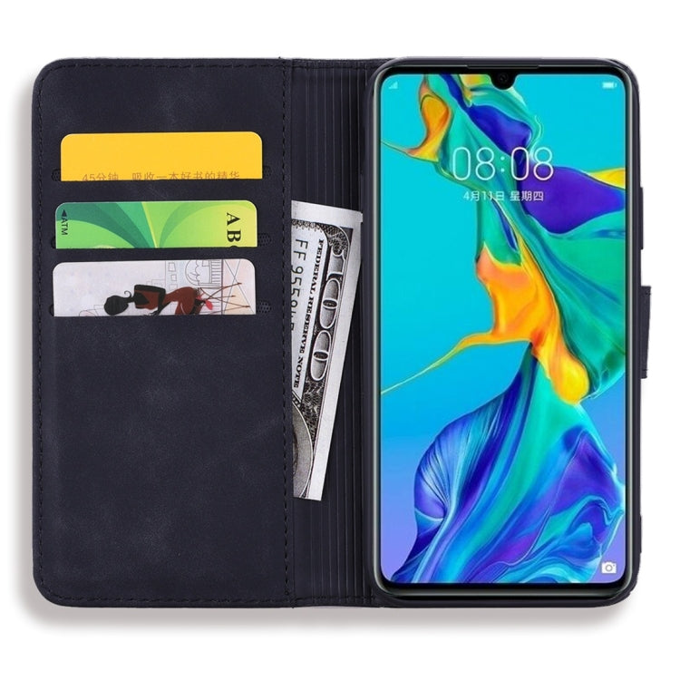 For Huawei P30 Calf Pattern Diamond Mandala Double Folding Design Embossed Leather Case with Wallet & Holder & Card Slots