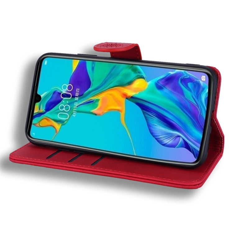 For Huawei P30 Calf Pattern Diamond Mandala Double Folding Design Embossed Leather Case with Wallet & Holder & Card Slots