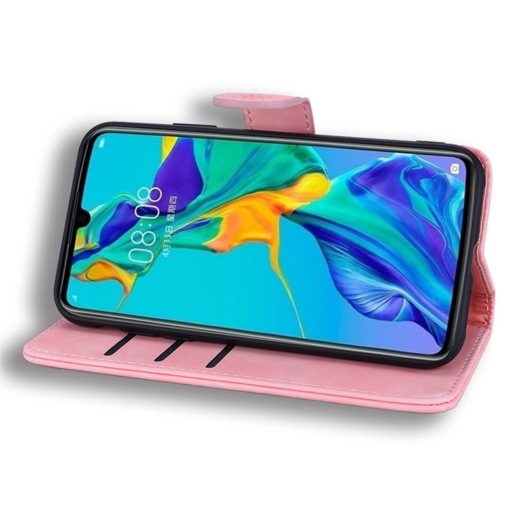 For Huawei P30 Calf Pattern Diamond Mandala Double Folding Design Embossed Leather Case with Wallet & Holder & Card Slots