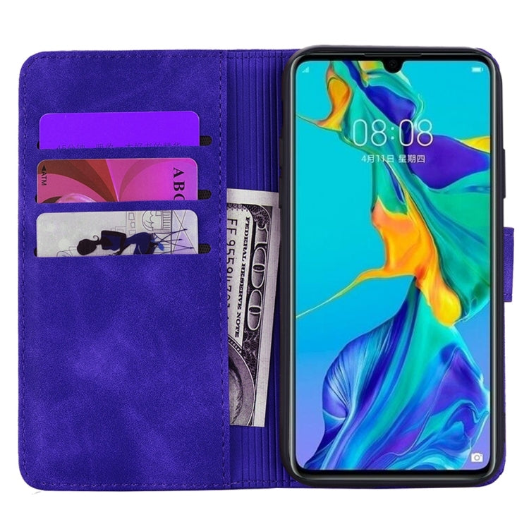 For Huawei P30 Calf Pattern Diamond Mandala Double Folding Design Embossed Leather Case with Wallet & Holder & Card Slots