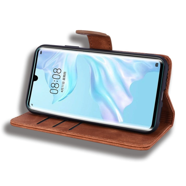 For Huawei P30 Pro Calf Pattern Diamond Mandala Double Folding Design Embossed Leather Case with Wallet & Holder & Card Slots