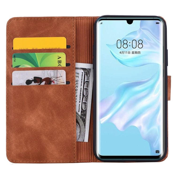 For Huawei P30 Pro Calf Pattern Diamond Mandala Double Folding Design Embossed Leather Case with Wallet & Holder & Card Slots