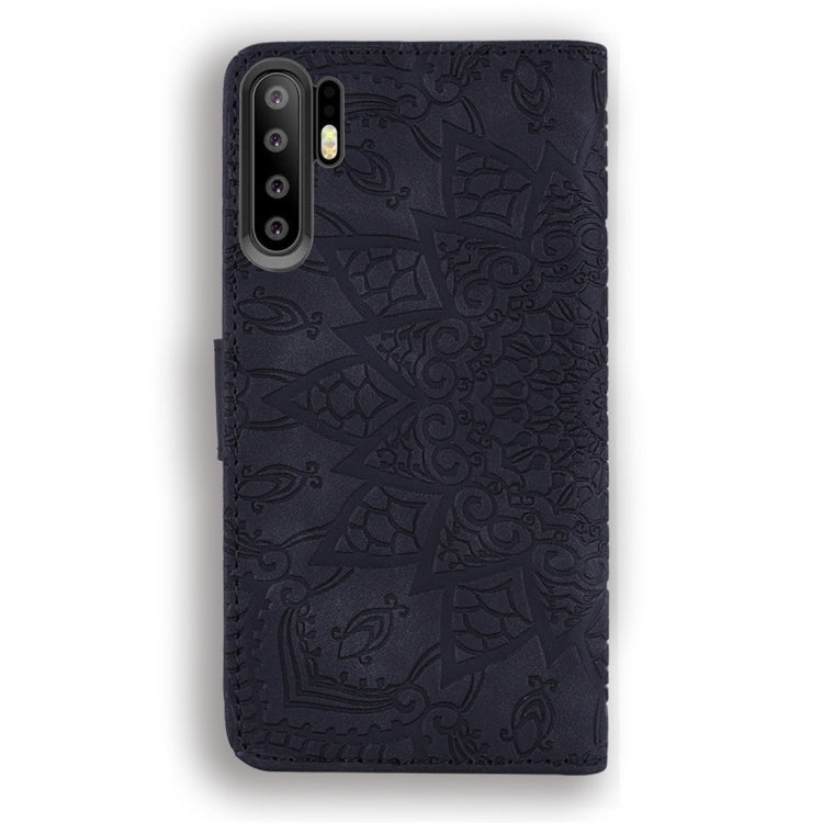 For Huawei P30 Pro Calf Pattern Diamond Mandala Double Folding Design Embossed Leather Case with Wallet & Holder & Card Slots