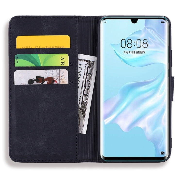 For Huawei P30 Pro Calf Pattern Diamond Mandala Double Folding Design Embossed Leather Case with Wallet & Holder & Card Slots