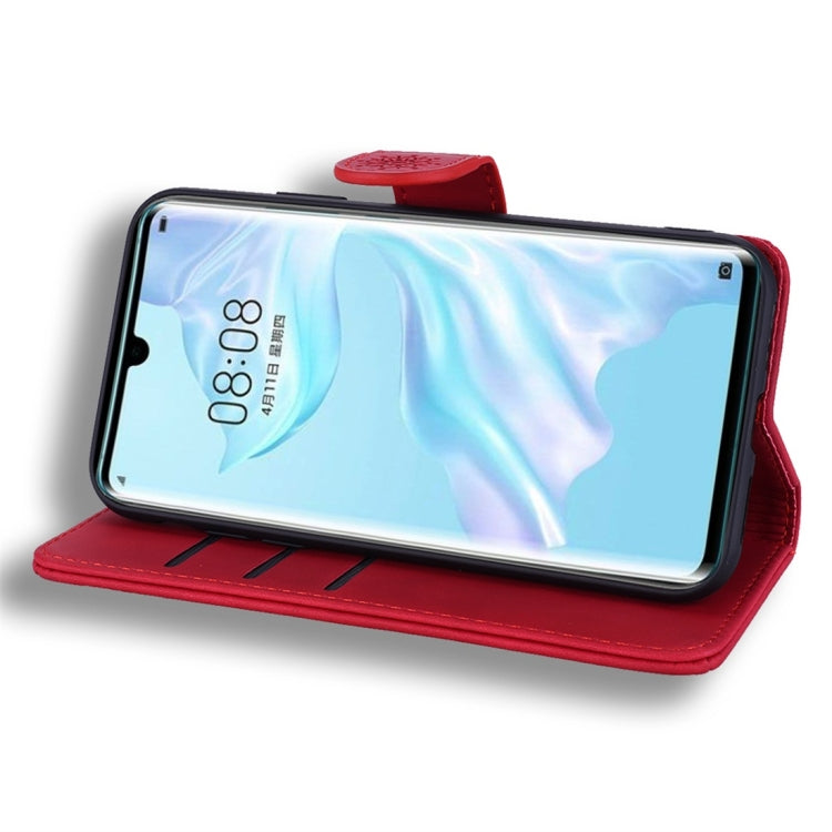 For Huawei P30 Pro Calf Pattern Diamond Mandala Double Folding Design Embossed Leather Case with Wallet & Holder & Card Slots