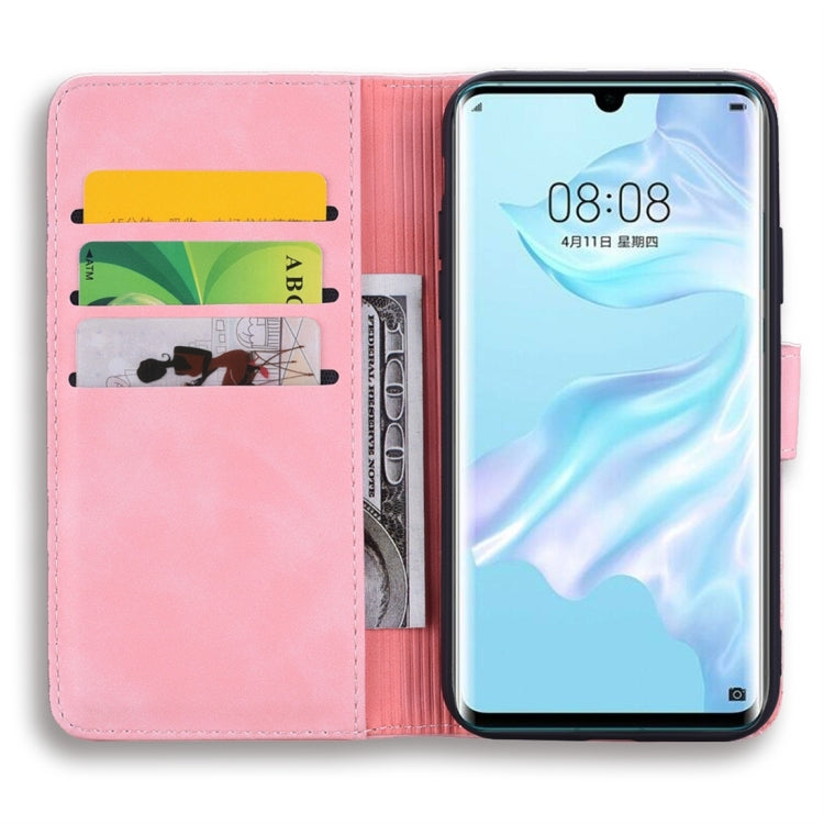 For Huawei P30 Pro Calf Pattern Diamond Mandala Double Folding Design Embossed Leather Case with Wallet & Holder & Card Slots