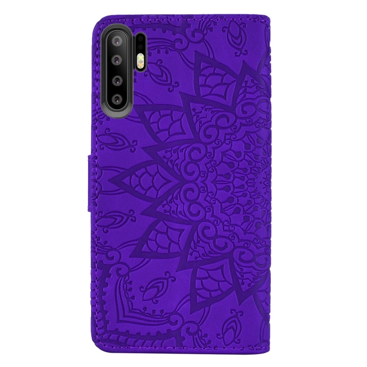 For Huawei P30 Pro Calf Pattern Diamond Mandala Double Folding Design Embossed Leather Case with Wallet & Holder & Card Slots