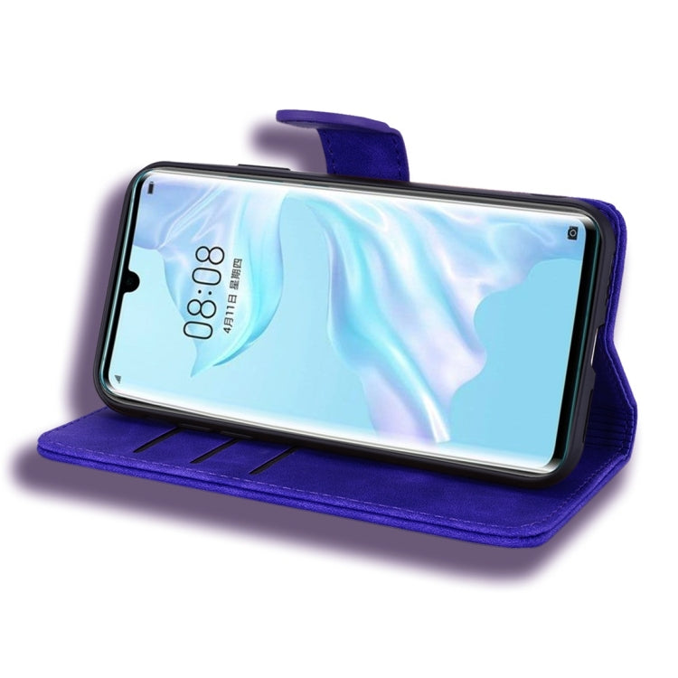 For Huawei P30 Pro Calf Pattern Diamond Mandala Double Folding Design Embossed Leather Case with Wallet & Holder & Card Slots