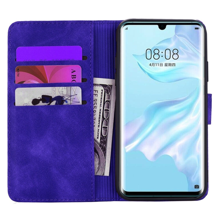 For Huawei P30 Pro Calf Pattern Diamond Mandala Double Folding Design Embossed Leather Case with Wallet & Holder & Card Slots