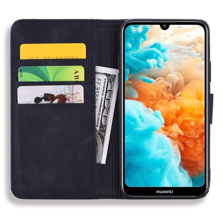 For Huawei Y7 Pro (2019) Calf Pattern Diamond Mandala Double Folding Design Embossed Leather Case with Wallet & Holder & Card Slots
