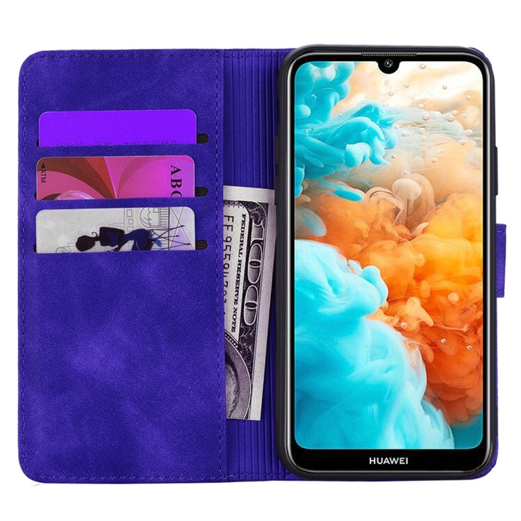 For Huawei Y7 Pro (2019) Calf Pattern Diamond Mandala Double Folding Design Embossed Leather Case with Wallet & Holder & Card Slots