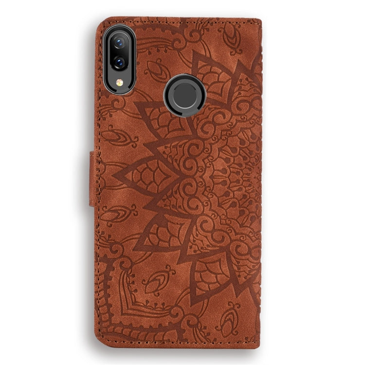 For Huawei Y9 (2019) / Enjoy 9 Plus Calf Pattern Diamond Mandala Double Folding Design Embossed Leather Case with Wallet & Holder & Card Slots