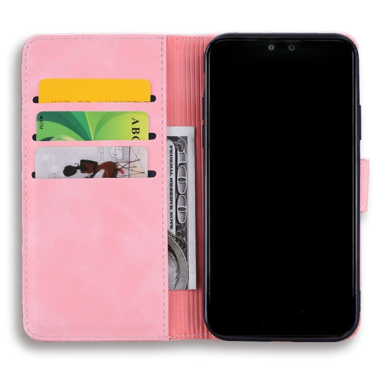 For Huawei Y9 (2019) / Enjoy 9 Plus Calf Pattern Diamond Mandala Double Folding Design Embossed Leather Case with Wallet & Holder & Card Slots