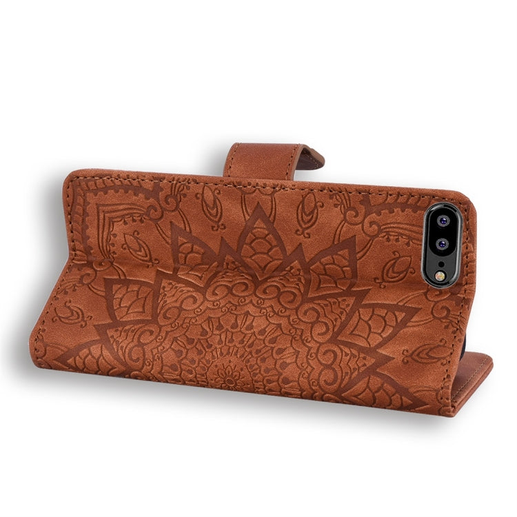 For Huawei Y6 (2018) Calf Pattern Diamond Mandala Double Folding Design Embossed Leather Case with Wallet & Holder & Card Slots