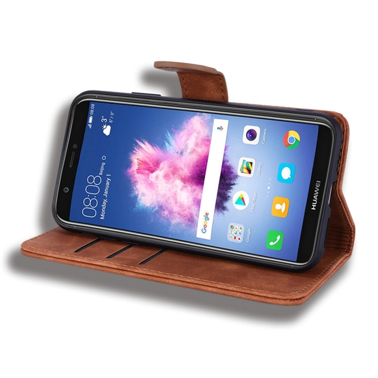 For Huawei Y6 (2018) Calf Pattern Diamond Mandala Double Folding Design Embossed Leather Case with Wallet & Holder & Card Slots
