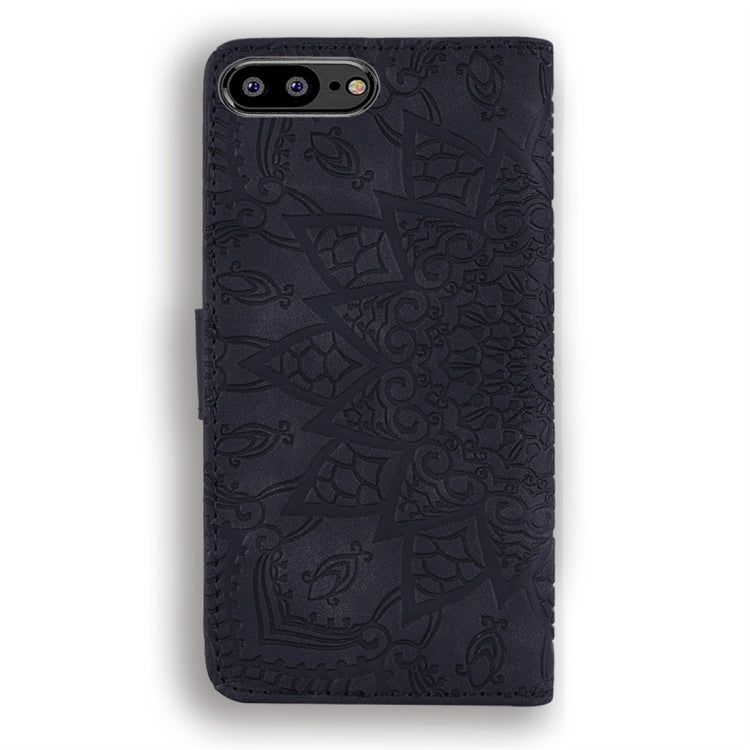 For Huawei Y6 (2018) Calf Pattern Diamond Mandala Double Folding Design Embossed Leather Case with Wallet & Holder & Card Slots