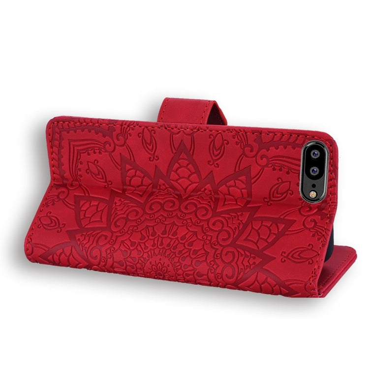 For Huawei Y6 (2018) Calf Pattern Diamond Mandala Double Folding Design Embossed Leather Case with Wallet & Holder & Card Slots