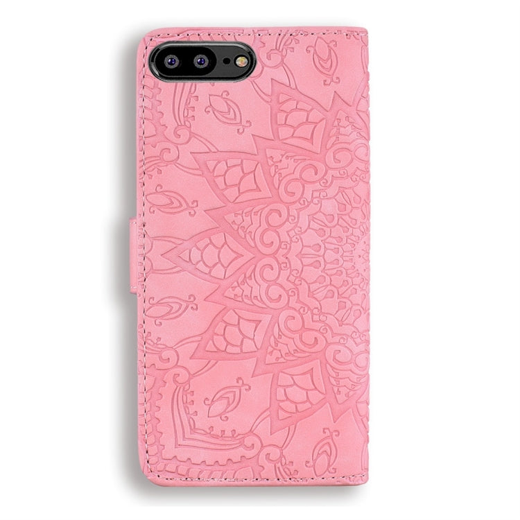 For Huawei Y6 (2018) Calf Pattern Diamond Mandala Double Folding Design Embossed Leather Case with Wallet & Holder & Card Slots