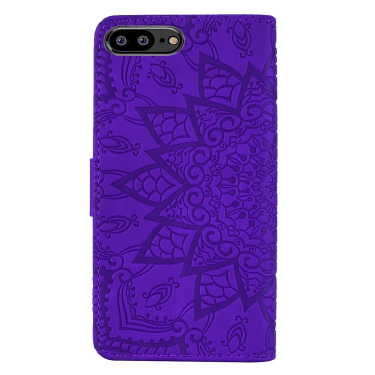 For Huawei Y6 (2018) Calf Pattern Diamond Mandala Double Folding Design Embossed Leather Case with Wallet & Holder & Card Slots