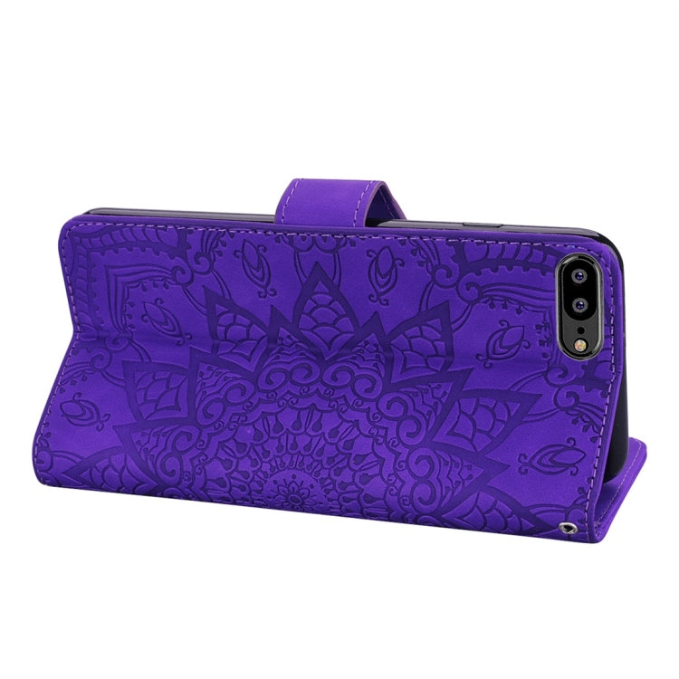 For Huawei Y6 (2018) Calf Pattern Diamond Mandala Double Folding Design Embossed Leather Case with Wallet & Holder & Card Slots