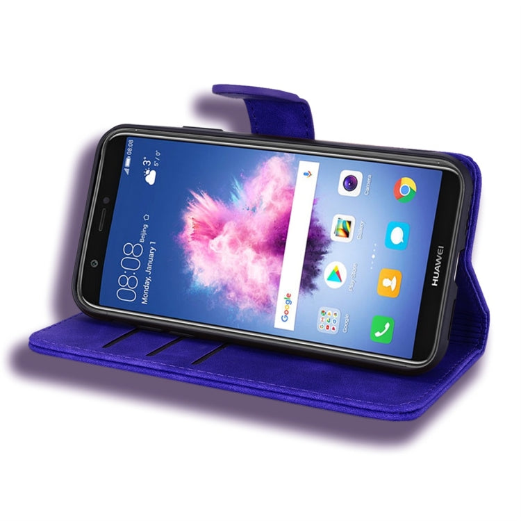 For Huawei Y6 (2018) Calf Pattern Diamond Mandala Double Folding Design Embossed Leather Case with Wallet & Holder & Card Slots
