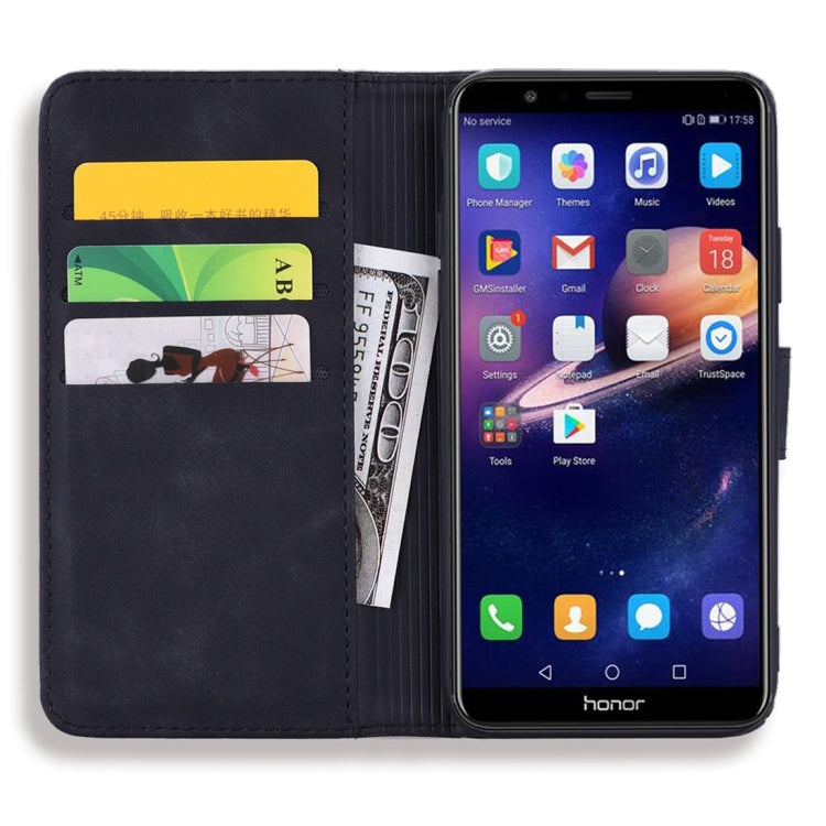 For Huawei Honor 7X Calf Pattern Diamond Mandala Double Folding Design Embossed Leather Case with Wallet & Holder & Card Slots