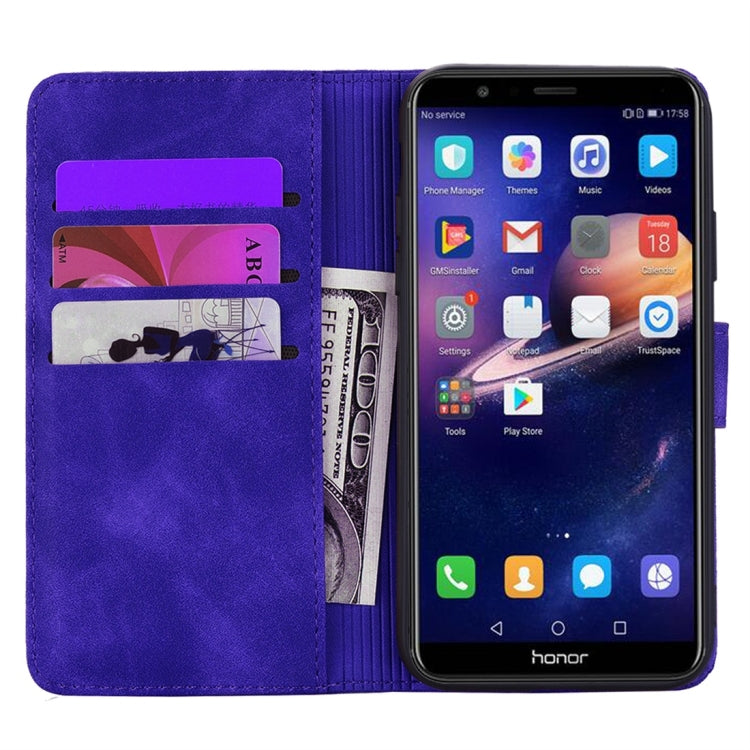 For Huawei Honor 7X Calf Pattern Diamond Mandala Double Folding Design Embossed Leather Case with Wallet & Holder & Card Slots
