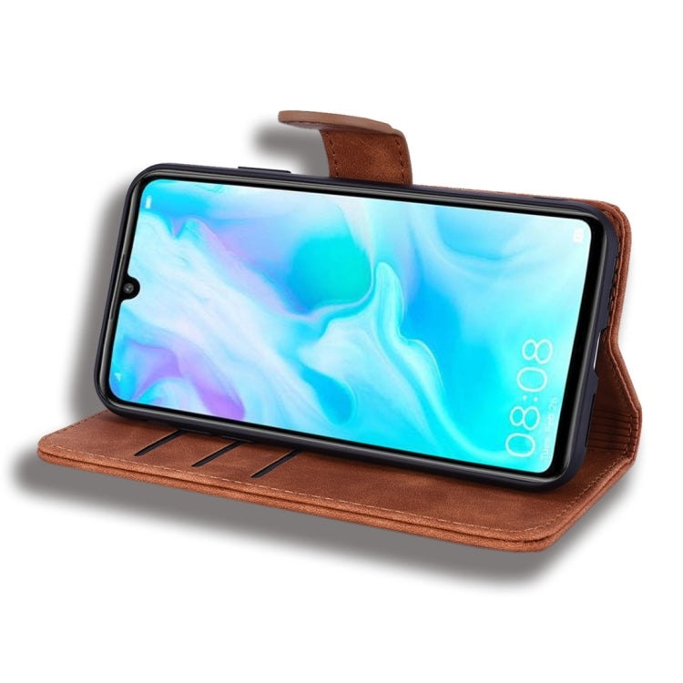 For Huawei P30 Lite Calf Pattern Diamond Mandala Double Folding Design Embossed Leather Case with Wallet & Holder & Card Slots