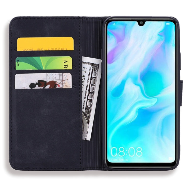 For Huawei P30 Lite Calf Pattern Diamond Mandala Double Folding Design Embossed Leather Case with Wallet & Holder & Card Slots