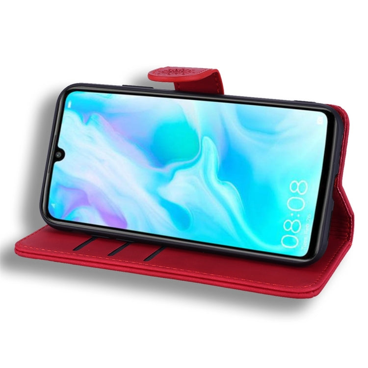 For Huawei P30 Lite Calf Pattern Diamond Mandala Double Folding Design Embossed Leather Case with Wallet & Holder & Card Slots