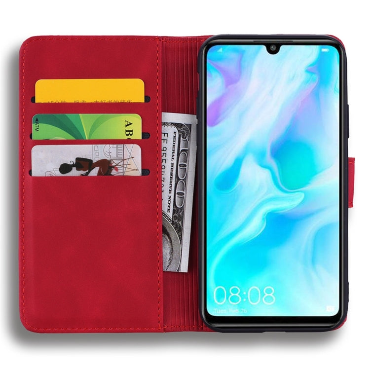 For Huawei P30 Lite Calf Pattern Diamond Mandala Double Folding Design Embossed Leather Case with Wallet & Holder & Card Slots