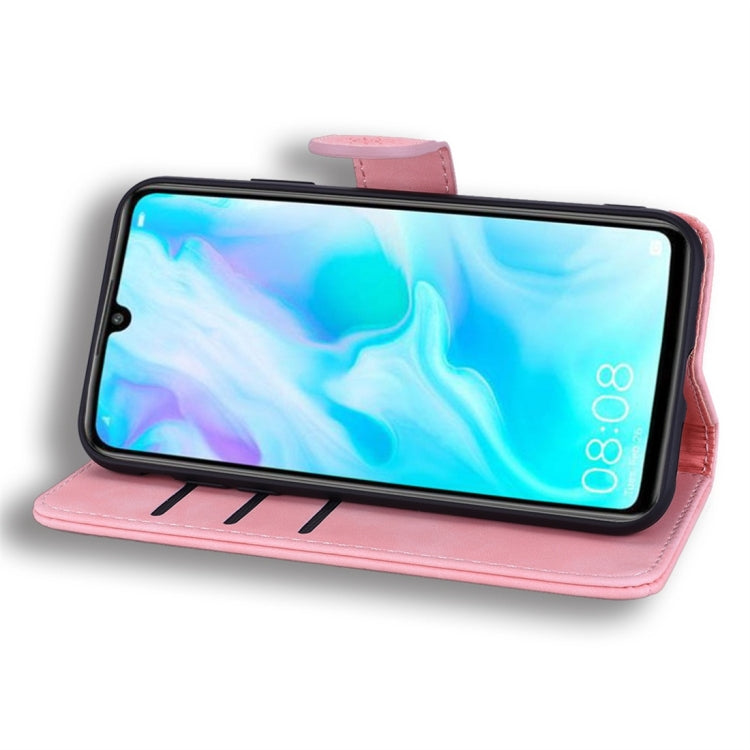 For Huawei P30 Lite Calf Pattern Diamond Mandala Double Folding Design Embossed Leather Case with Wallet & Holder & Card Slots