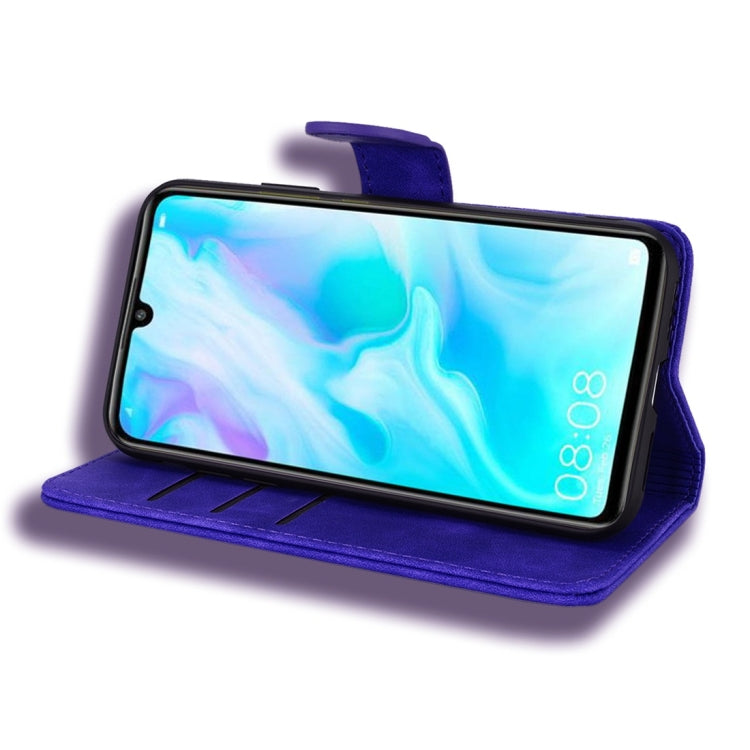 For Huawei P30 Lite Calf Pattern Diamond Mandala Double Folding Design Embossed Leather Case with Wallet & Holder & Card Slots