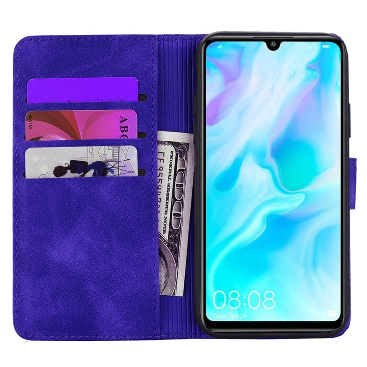 For Huawei P30 Lite Calf Pattern Diamond Mandala Double Folding Design Embossed Leather Case with Wallet & Holder & Card Slots