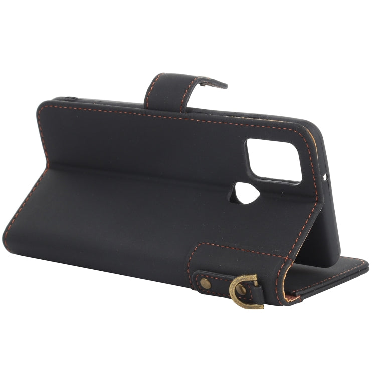 For Samsung Galaxy A21s Cowhide Texture Horizontal Flip Leather Case with Holder & Card Slots & Wallet & Lanyard