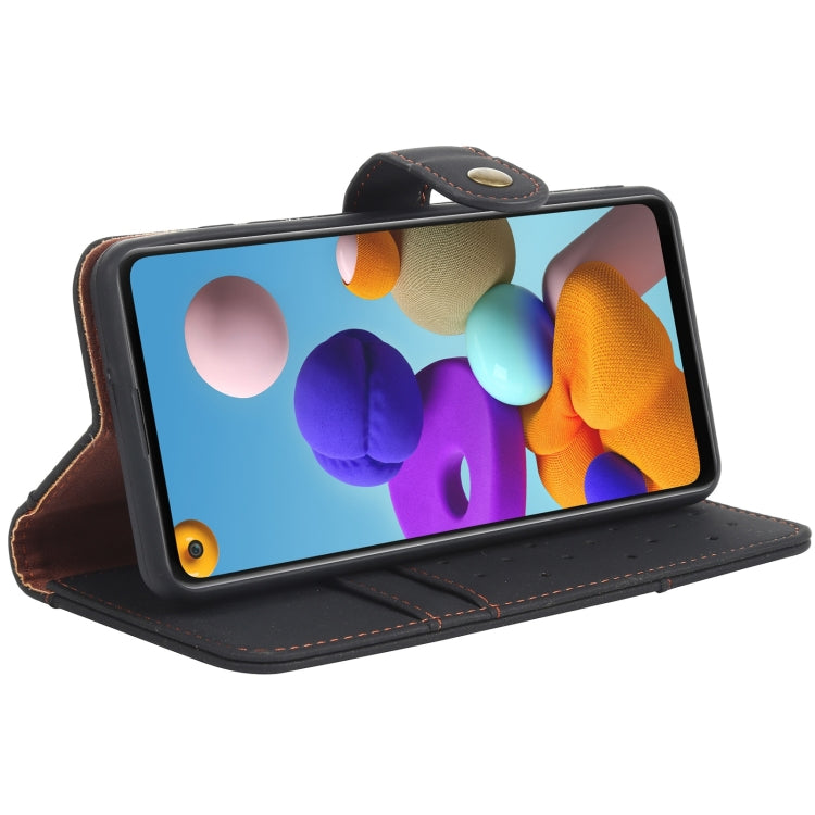 For Samsung Galaxy A21s Cowhide Texture Horizontal Flip Leather Case with Holder & Card Slots & Wallet & Lanyard