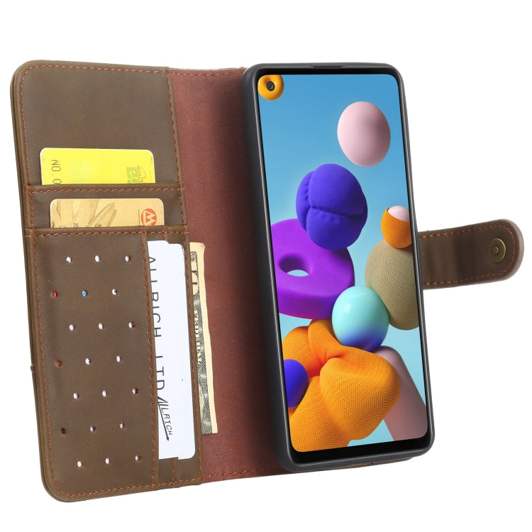 For Samsung Galaxy A21s Cowhide Texture Horizontal Flip Leather Case with Holder & Card Slots & Wallet & Lanyard