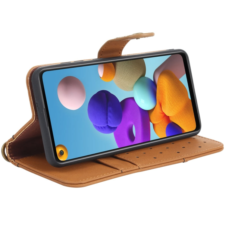 For Samsung Galaxy A21s Cowhide Texture Horizontal Flip Leather Case with Holder & Card Slots & Wallet & Lanyard