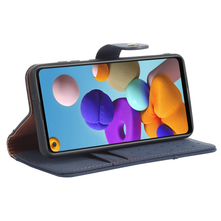 For Samsung Galaxy A21s Cowhide Texture Horizontal Flip Leather Case with Holder & Card Slots & Wallet & Lanyard