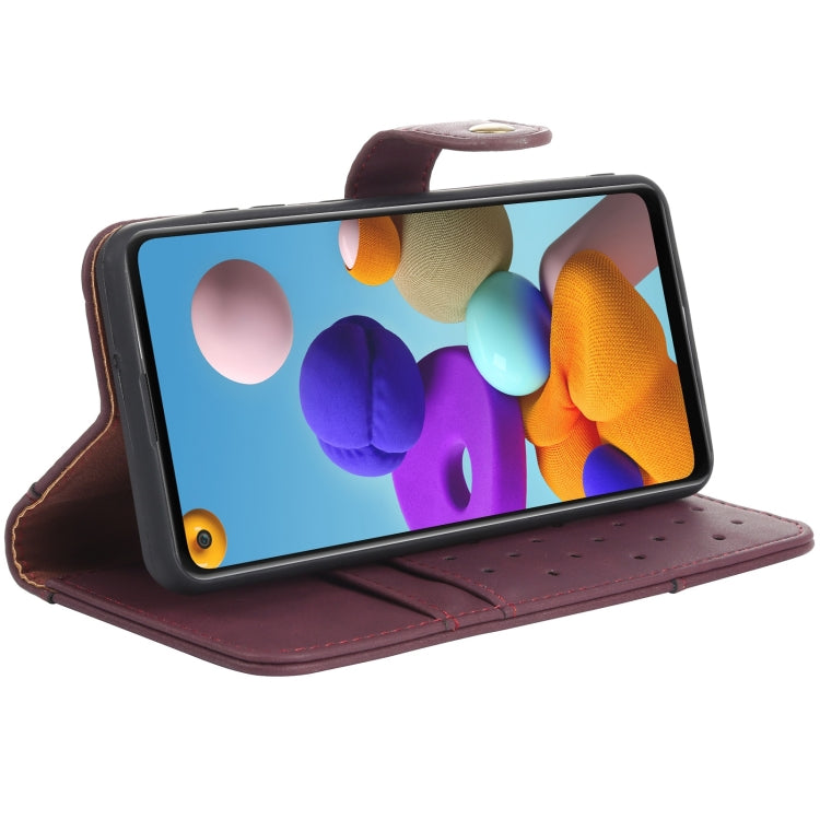 For Samsung Galaxy A21s Cowhide Texture Horizontal Flip Leather Case with Holder & Card Slots & Wallet & Lanyard