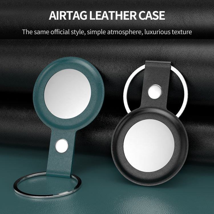 PU Leather Case Shockproof Anti-scratch Protective Cover with Keychain Ring Loop For AirTag