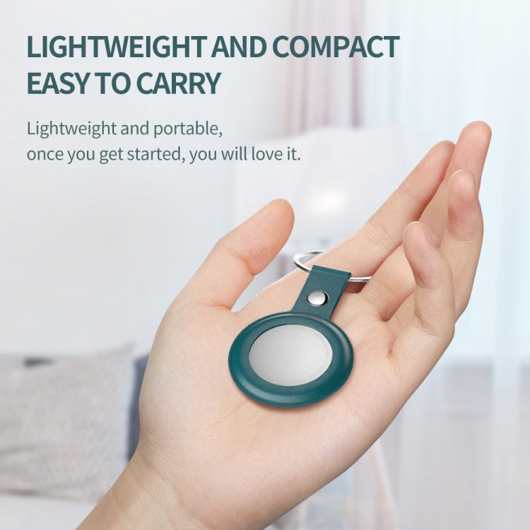PU Leather Case Shockproof Anti-scratch Protective Cover with Keychain Ring Loop For AirTag