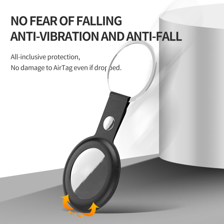 PU Leather Case Shockproof Anti-scratch Protective Cover with Keychain Ring Loop For AirTag