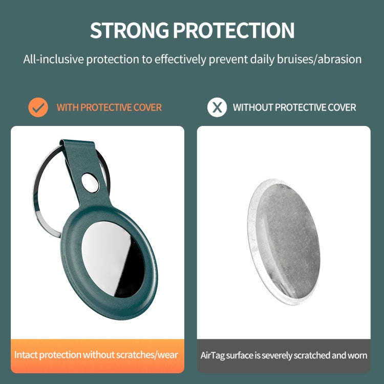 PU Leather Case Shockproof Anti-scratch Protective Cover with Keychain Ring Loop For AirTag