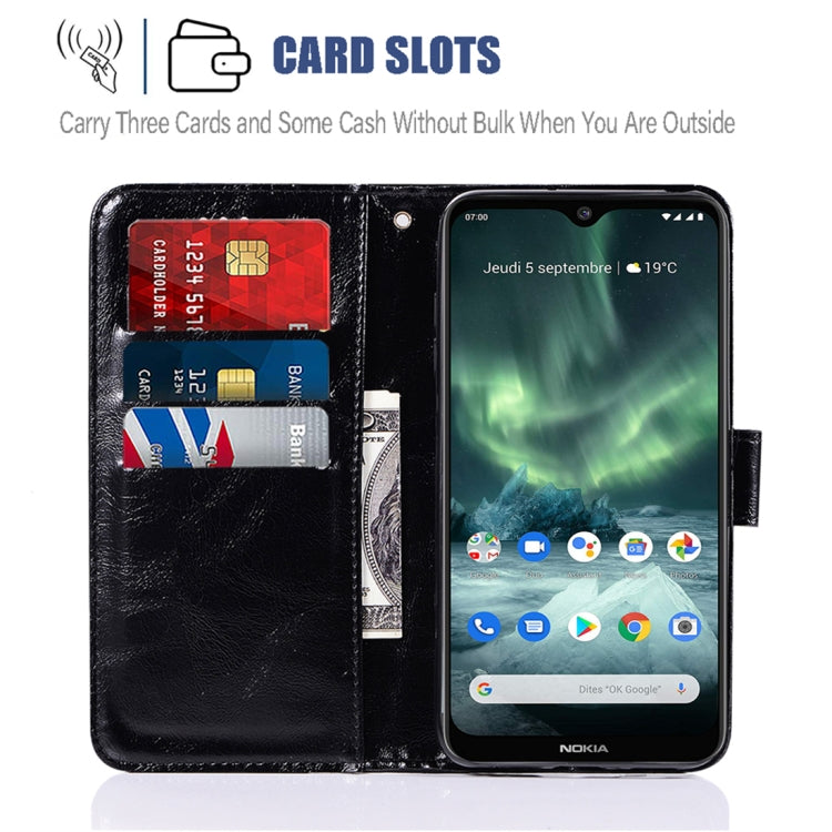 For Nokia 7.2 Retro Copper Button Crazy Horse Horizontal Flip PU Leather Case with Holder & Card Slots & Wallet & Lanyard