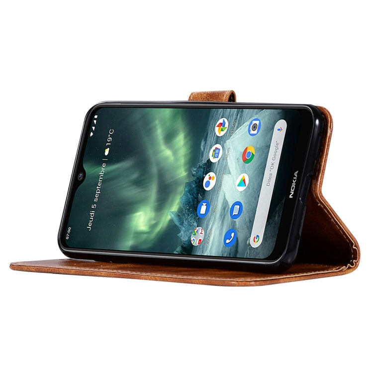 For Nokia 7.2 Retro Copper Button Crazy Horse Horizontal Flip PU Leather Case with Holder & Card Slots & Wallet & Lanyard