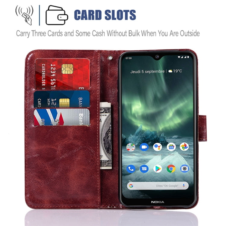 For Nokia 7.2 Retro Copper Button Crazy Horse Horizontal Flip PU Leather Case with Holder & Card Slots & Wallet & Lanyard