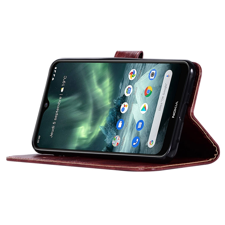 For Nokia 7.2 Retro Copper Button Crazy Horse Horizontal Flip PU Leather Case with Holder & Card Slots & Wallet & Lanyard
